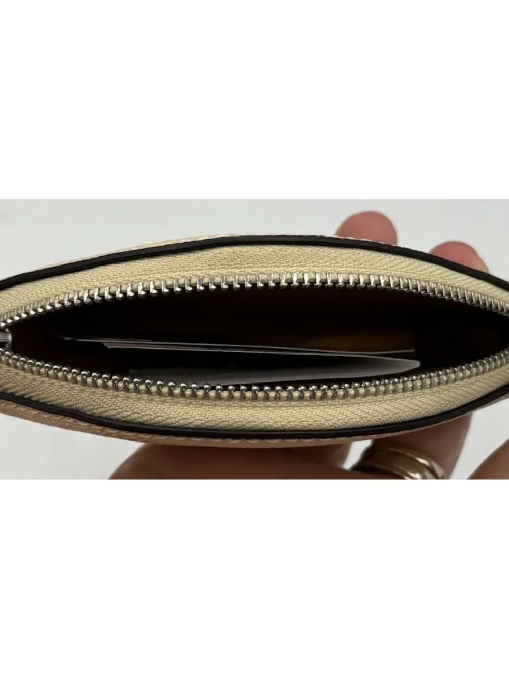 Coach Lemon Shape Coin Purse Pebble Leather Zip Pouch Cream
